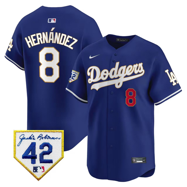 Men's Los Angeles Dodgers #8 Enrique Hernández Royal 2024 Jackie Robinson Patch Stitched Jersey Men's Los Angeles Dodgers #8 Enrique Hernández Royal 2024 Jackie Robinson Patch Stitched Jersey